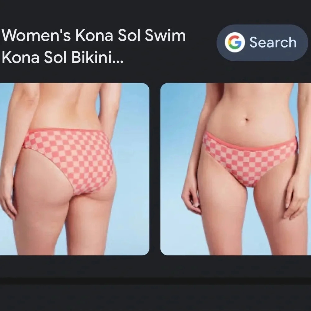 Kona‎ Sol, NWT,3X(24W-26W), orange/pink check pattern, medium coverage hipster.